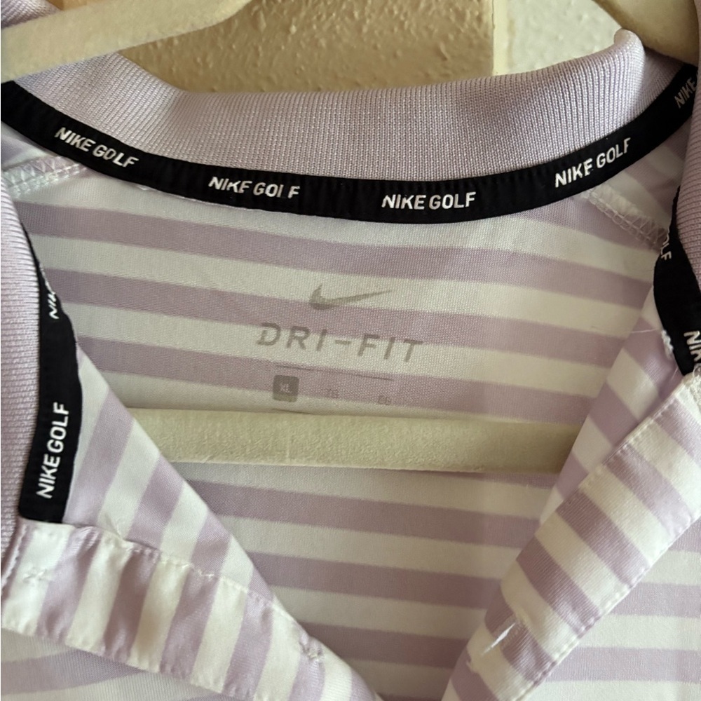 Nike Men's Striped Polo Shirt - Light Purple and White - Picture 3 of 5